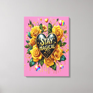 Betoverend boeket van gouden Rozen en hart 18x24 Canvas Afdruk