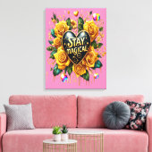 Betoverend boeket van gouden Rozen en hart 18x24 Canvas Afdruk (Insitu (Woonkamer))