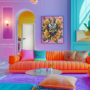 Betoverend boeket van gouden Rozen en hart 18x24 Poster