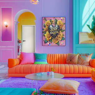 Betoverend boeket van gouden Rozen en hart 18x24 Poster