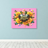 Betoverend boeket van gouden Rozen en hart 20x16 Canvas Afdruk (Insitu (Houten vloer))