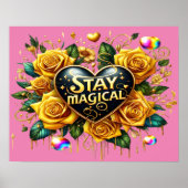 Betoverend boeket van gouden Rozen en hart 20x16 Poster (Voorkant)