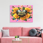 Betoverend boeket van gouden Rozen en hart 24x18 Canvas Afdruk (Insitu (Woonkamer))