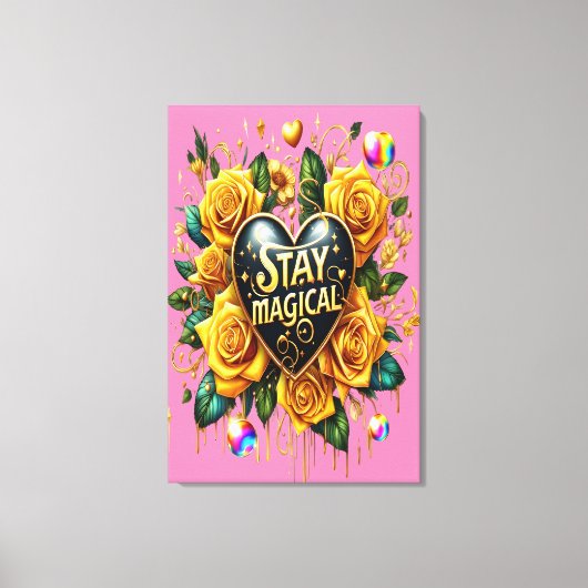 Betoverend boeket van gouden Rozen en hart 24x36 Canvas Afdruk (Voorkant)