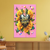 Betoverend boeket van gouden Rozen en hart 24x36 Canvas Afdruk (Insitu (Woonkamer))