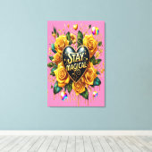 Betoverend boeket van gouden Rozen en hart 24x36 Canvas Afdruk (Insitu (Houten vloer))