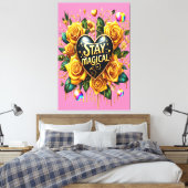 Betoverend boeket van gouden Rozen en hart 40x60 Canvas Afdruk (Insitu (Slaapkamer))