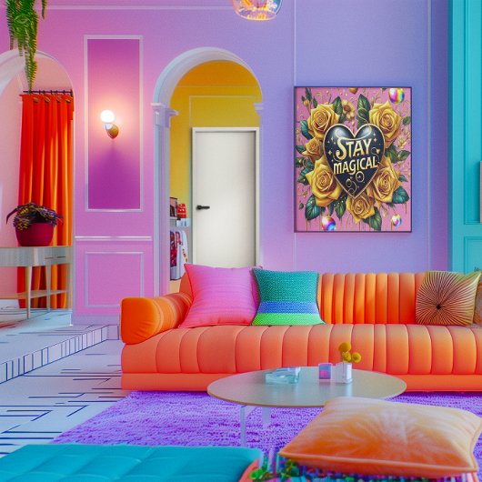 Betoverend boeket van gouden Rozen en hart 40x60 Poster