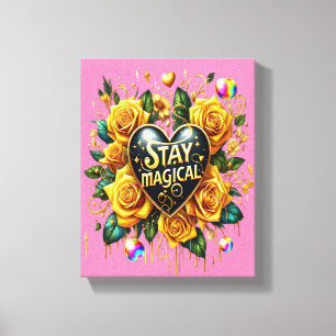 Betoverend boeket van gouden Rozen en hart 8x10 Canvas Afdruk