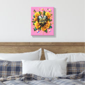 Betoverend boeket van gouden Rozen en hart 8x10 Canvas Afdruk (Insitu (Slaapkamer))