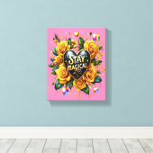 Betoverend boeket van gouden Rozen en hart 8x10 Canvas Afdruk (Insitu (Houten vloer))