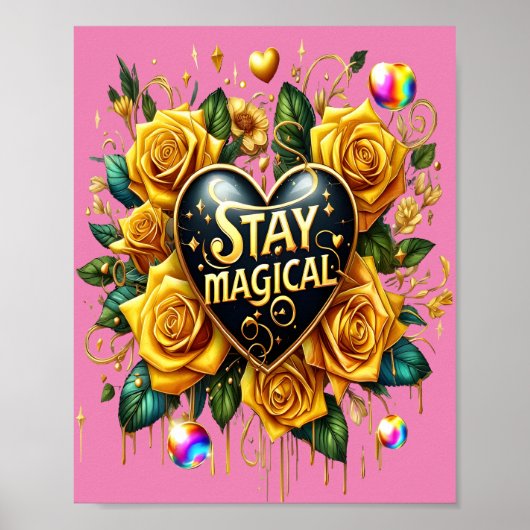 Betoverend boeket van gouden Rozen en hart 8x10 Poster (Voorkant)