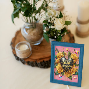 Betoverend boeket van gouden Rozen en hart 8x10 Poster