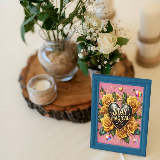 Betoverend boeket van gouden Rozen en hart 8x10 Poster