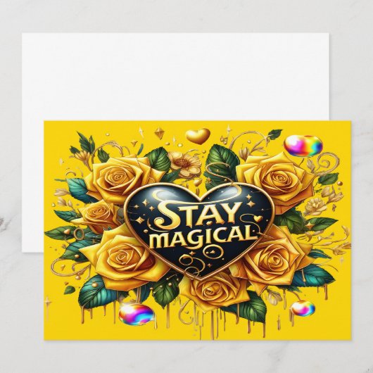 Betoverend boeket van gouden Rozen en hart Bedankkaart (Voorkant / Achterkant)