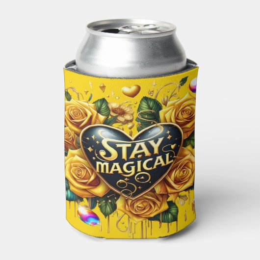 Betoverend boeket van gouden Rozen en hart Blikjeskoeler (Blikje Voorkant)
