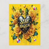 Betoverend boeket van gouden Rozen en hart Briefkaart (Voorkant)