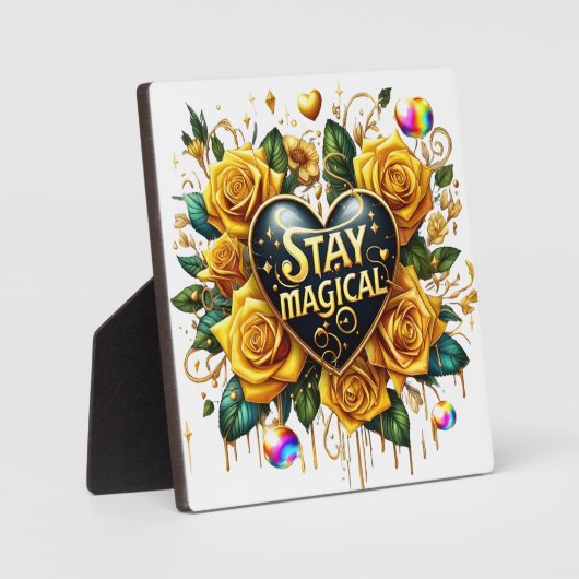 Betoverend boeket van gouden Rozen en hart Fotoplaat (Voorkant)