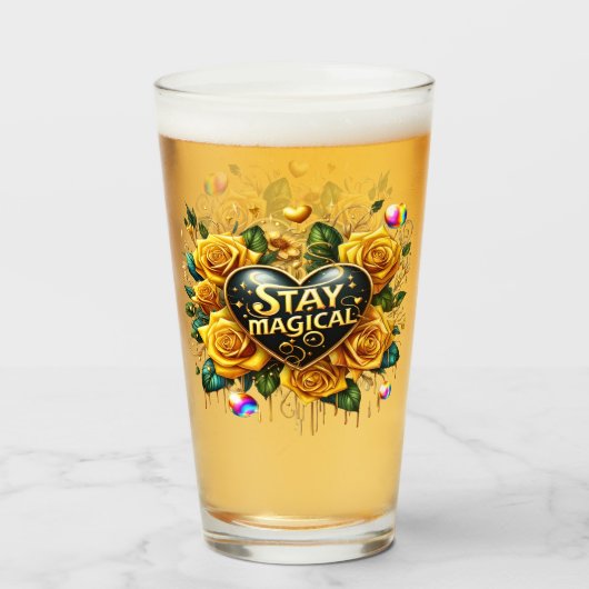 Betoverend boeket van gouden Rozen en hart Glas (Achterkant gevuld)