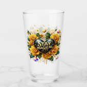 Betoverend boeket van gouden Rozen en hart Glas (Voorkant)