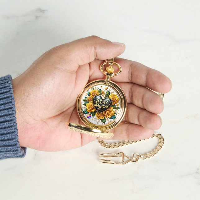Betoverend boeket van gouden Rozen en hart Horloge (Hand)