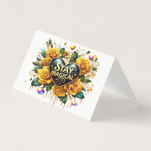 Betoverend boeket van gouden Rozen en hart Kaart