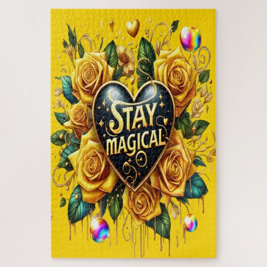 Betoverend boeket van gouden Rozen en hart Legpuzzel (Verticaal)