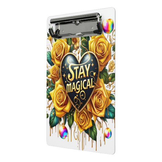 Betoverend boeket van gouden Rozen en hart Mini Klembord (Angled2)