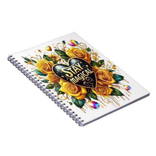Betoverend boeket van gouden Rozen en hart Notitieboek (Rechterzijde)