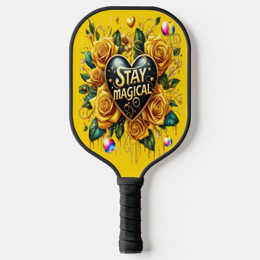Betoverend boeket van gouden Rozen en hart Pickleball Paddle (Voorkant)