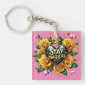 Betoverend boeket van gouden Rozen en hart Sleutelhanger (Voorkant)