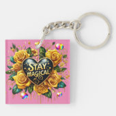 Betoverend boeket van gouden Rozen en hart Sleutelhanger (Achterkant)