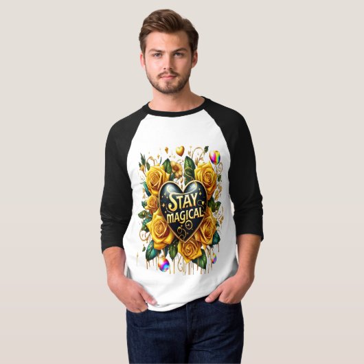 Betoverend boeket van gouden Rozen en hart T-shirt (Voorkant volledig)