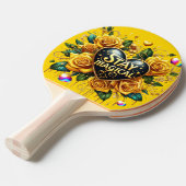 Betoverend boeket van gouden Rozen en hart Tafeltennisbatje (Voorkant Gekanteld)