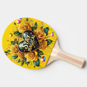 Betoverend boeket van gouden Rozen en hart Tafeltennisbatje (Zijkant)