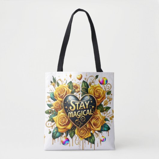 Betoverend boeket van gouden Rozen en hart Tote Bag (Voorkant)