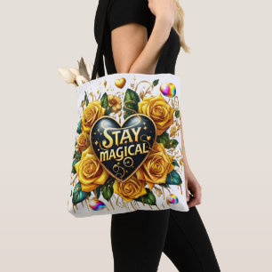 Betoverend boeket van gouden Rozen en hart Tote Bag