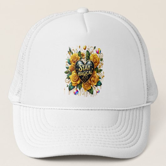 Betoverend boeket van gouden Rozen en hart Trucker Pet (Voorkant)