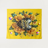 Betoverend boeket van gouden Rozen en hart Wandkleed (Voorkant (horizontaal))