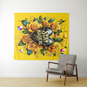 Betoverend boeket van gouden Rozen en hart Wandkleed (In Situ (horizontaal))