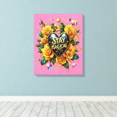 Betoverend boeket van gouden Rozen en hoor 16x20 Canvas Afdruk (Insitu (Houten vloer))