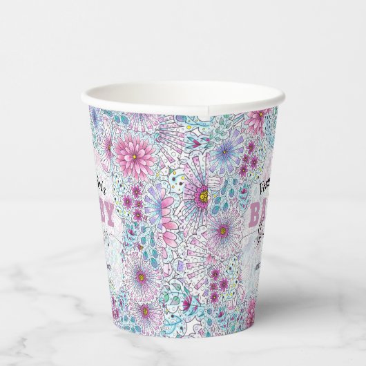 Betoverend Bohemian Meadow Flowers Baby shower Papieren Bekers (Rechts)