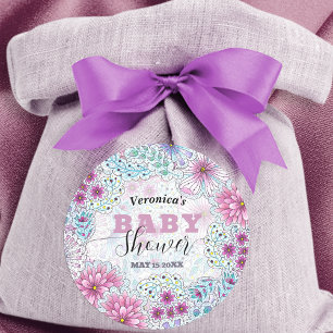 Betoverend Bohemian Meadow Flowers Baby shower Ronde Sticker