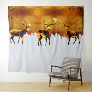Betoverend Bos Trio: Oosters Herten Kunst Wandkleed