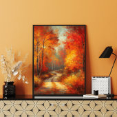 Betoverend Bospad Poster Rode Bomen Wonderland