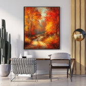 Betoverend Bospad Poster Rode Bomen Wonderland