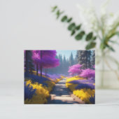 Betoverend bospad van gouden licht briefkaart (Staand voorkant)