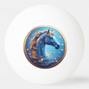 Betoverend Cartoon Paard Portret Met Sterren Pingpongbal