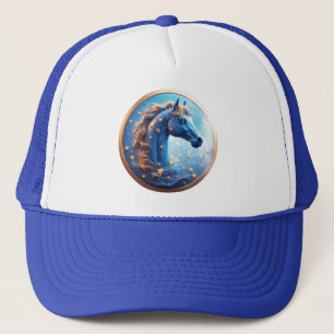 Betoverend Cartoon Paard Portret Met Sterren Trucker Pet