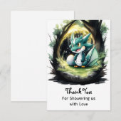 Betoverend Dragon Baby shower Bedankkaart (Voorkant / Achterkant)